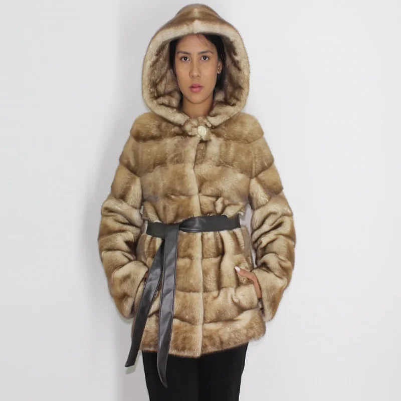 TAF Sahara mink jacket with hood Oversized Jacket Tailored Jacket Straight Jacket