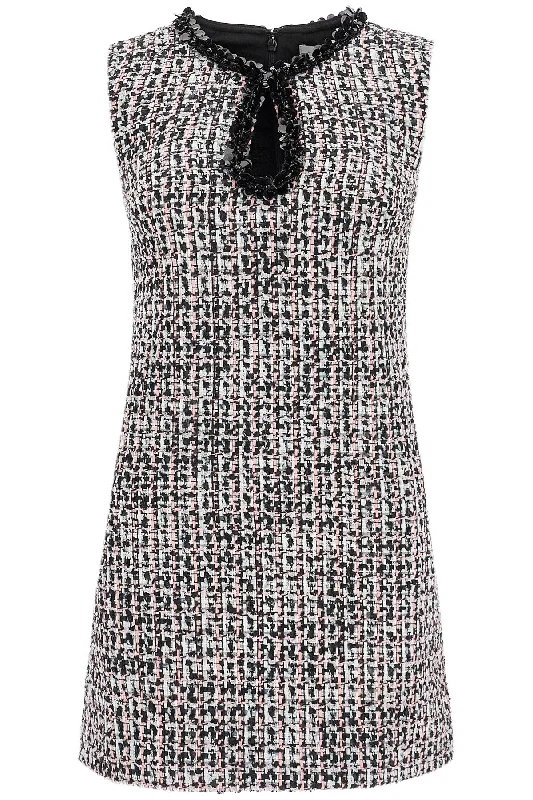 SELF PORTRAIT tweed bouclã© mini dress with Fashionable Pleated Mini Dress