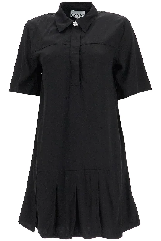 Viscose Mini Dress With Elegant Lace-Up Mini Dress