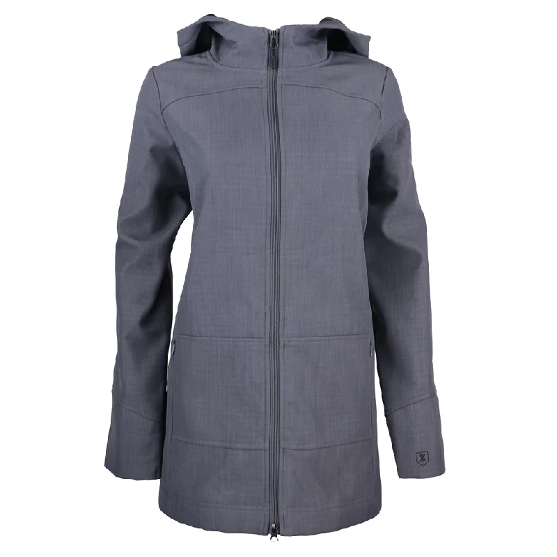 Zusa Women's Grey Cross-Hatch Wanderlust Traveler Jacket Welt Pockets Slit Pockets Flap Pockets