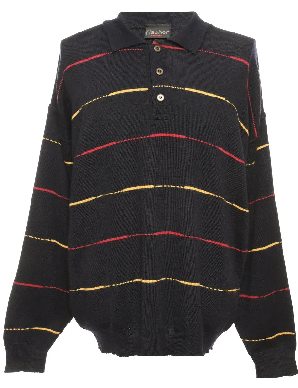 Striped Black Jumper - L Transparent Opaque Sheer