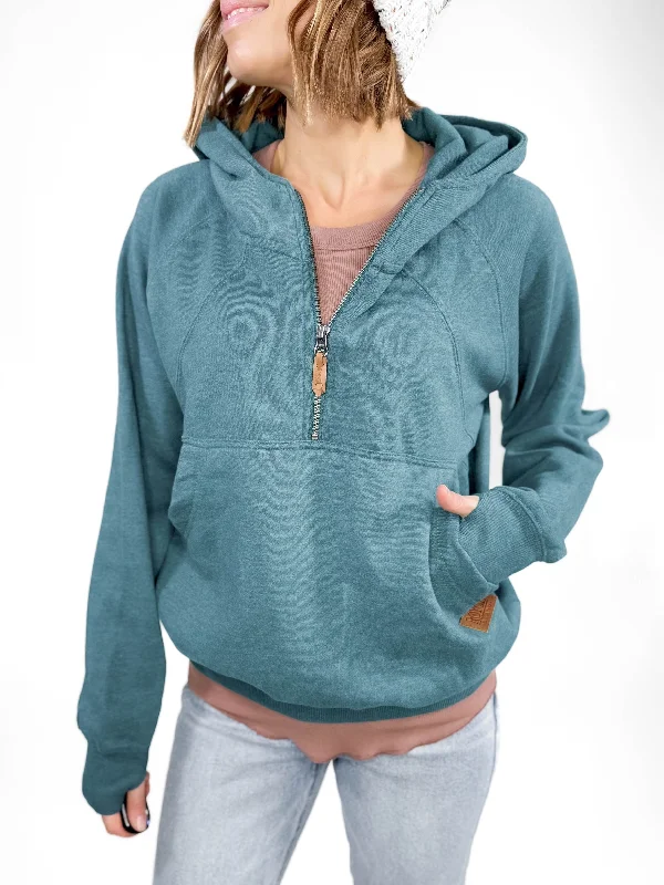 Averley Hooded Fleece- EMERALD Hoodie with Elastic Cuffs Stretchable Comfortable