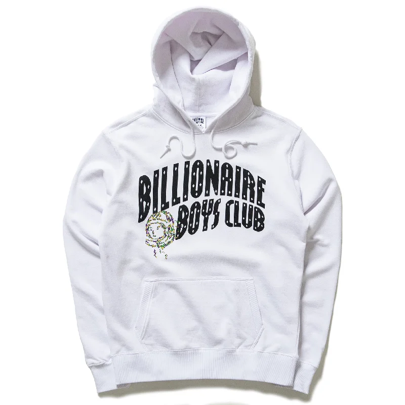 Billionaire Boys Club Confetti Helmet Hoodie - White Hoodie with Stripes Bold Sporty