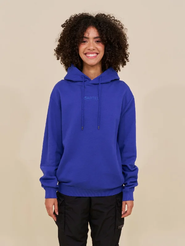 Cartel Logo Embroidered Hoodie Cartel Blue Hoodie with Drawcord Adjustable Secure