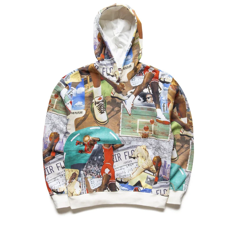 Jordan Brooklyn Fleece Printed Hoodie - Sail/Sail Hoodie with Color Block Contrast Stylish