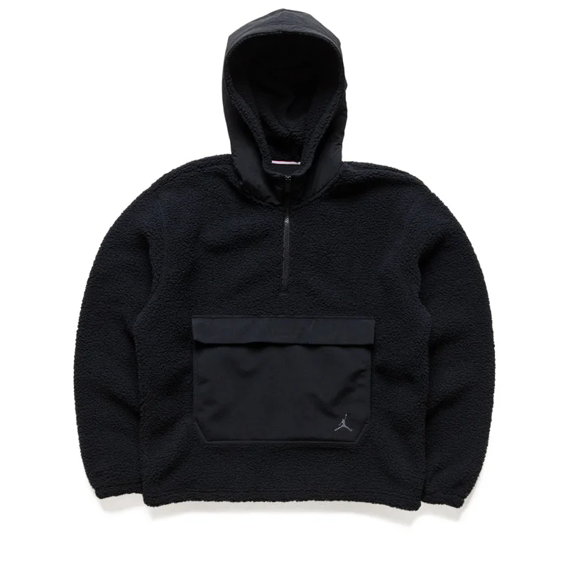 Jordan Flight High-Pile Fleece Hoodie - Black Hoodie with Ribbed Neckline Snug Warm