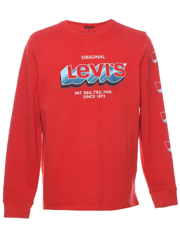 Levi's Printed Sweatshirt - M Hoodie with Hem Detail Decorative Unique