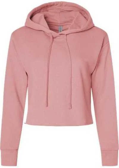 Next Level 9384 Women's Laguna Sueded Raw Edge Crop Hoodie - Desert Pink Hoodie with Fur Luxurious Winter