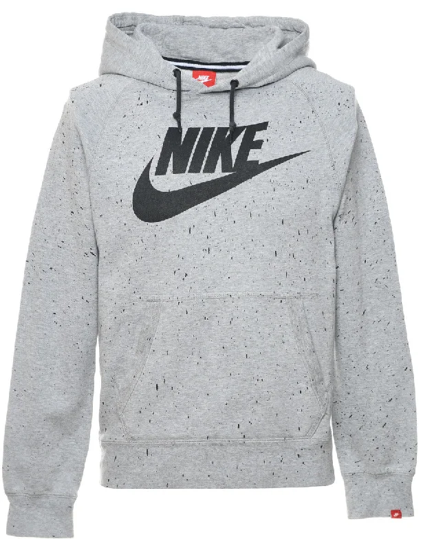 Nike Light Grey & Black Contrast Hoodie - S Hoodie with Sequins Glamorous Eye-catching