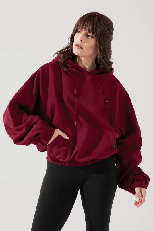 POPFLEX® Pullover Cloud Hoodie - Crimson Hoodie with Crew Neck Simple Timeless