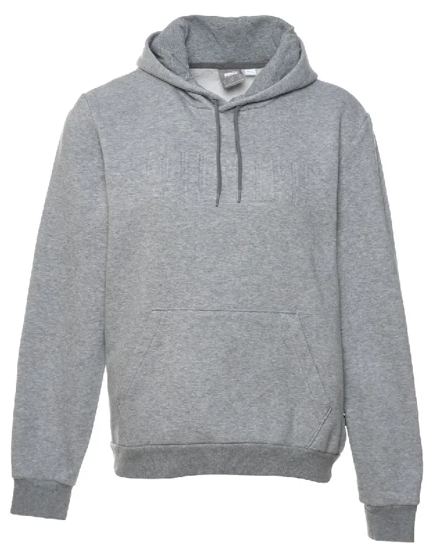 Puma Light Grey & White Hooded Sweatshirt - M Hoodie with Pocket Utility Practical