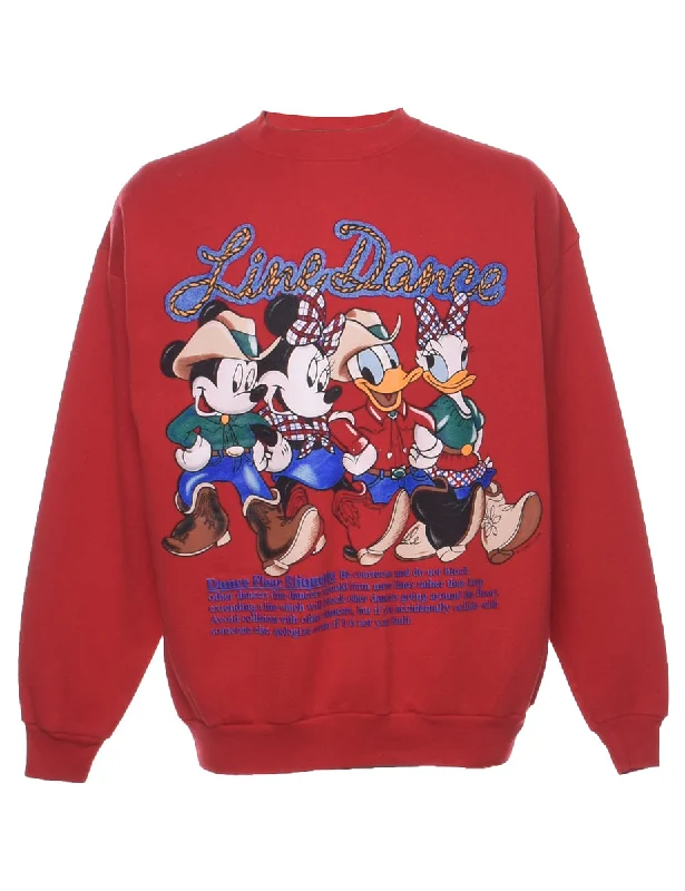 Red Line Dance Disney Cartoon Sweatshirt - L Hoodie with Gradient Ombre Colorful