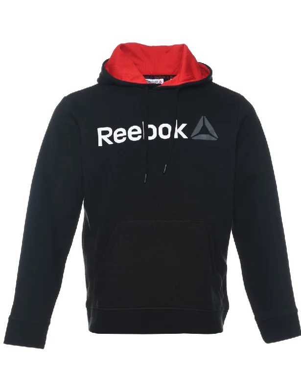 Reebok Black & Grey Printed Hoodie - S Hoodie with Tie-Dye Psychedelic Retro