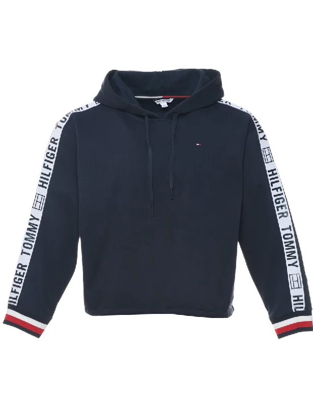 Tommy Hilfiger Navy, Red & White Hooded Sweatshirt - M Hoodie with Print Artistic Unique