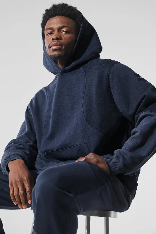 Make Waves Hoodie - Navy Tonal Hoodie with Magnetic Closure Innovative Modern