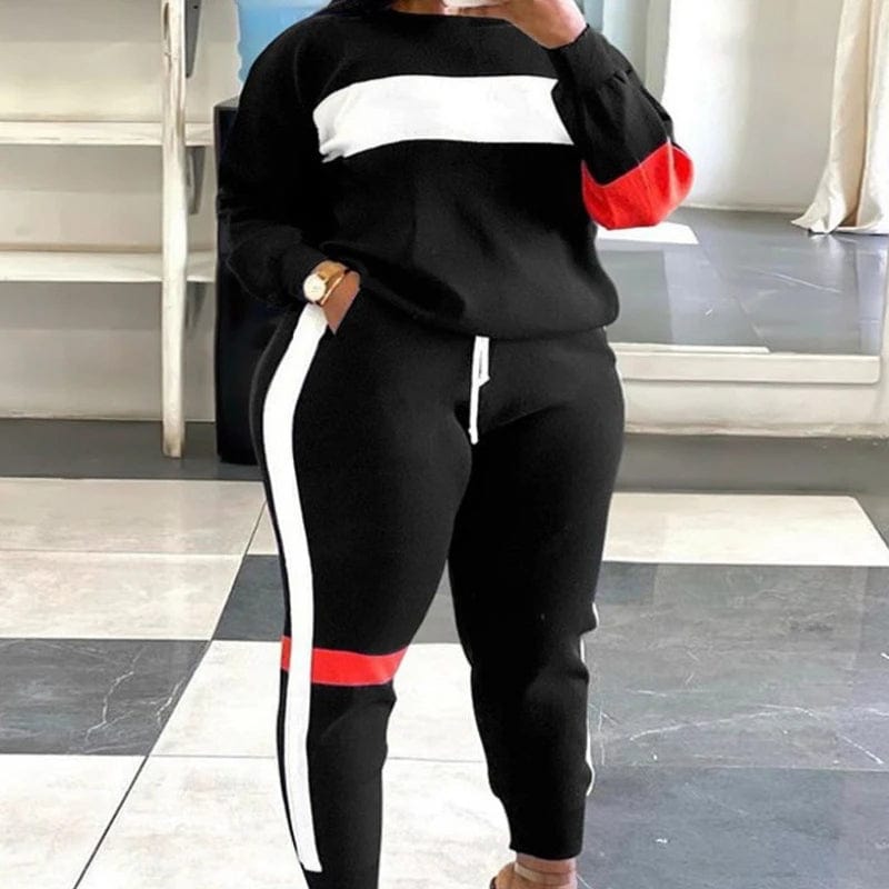 Women Two Piece Sets Print Pant Sets Long Sleeve Tops Plus Size Outfits Drawstring Y2k Trousers Sweatshirts Suits Work Spring Hoodie with Hidden Zipper Minimalist Clean