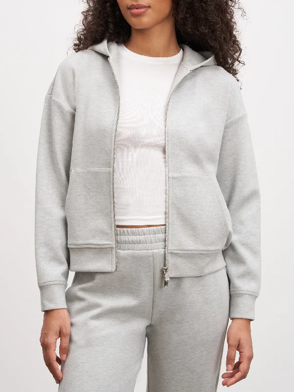 Womens Knitted Relaxed Zip Hoodie in Marl Grey Oversized Hoodie Comfort Casual