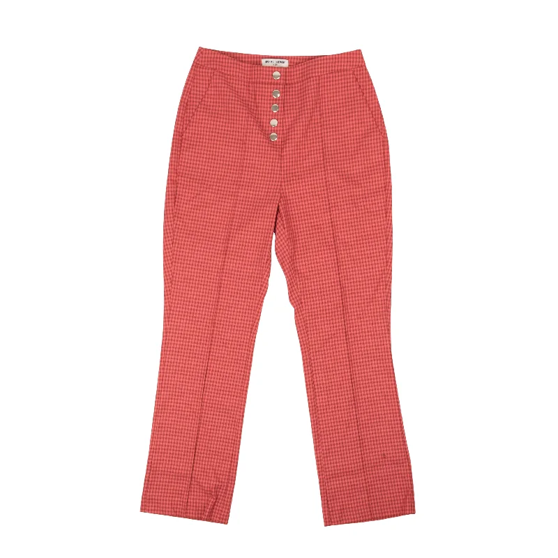 OPENING CEREMONY Rust Red Polyester Snap Front Gingham Pants Casual Track Pants