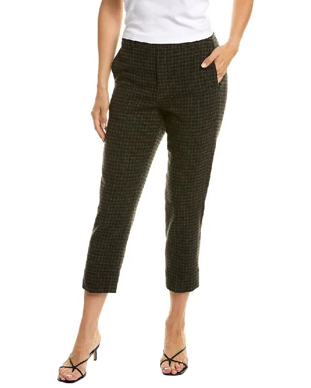 Vince Check Plaid Wool & Cashmere-Blend Easy Pant Casual Track Pants