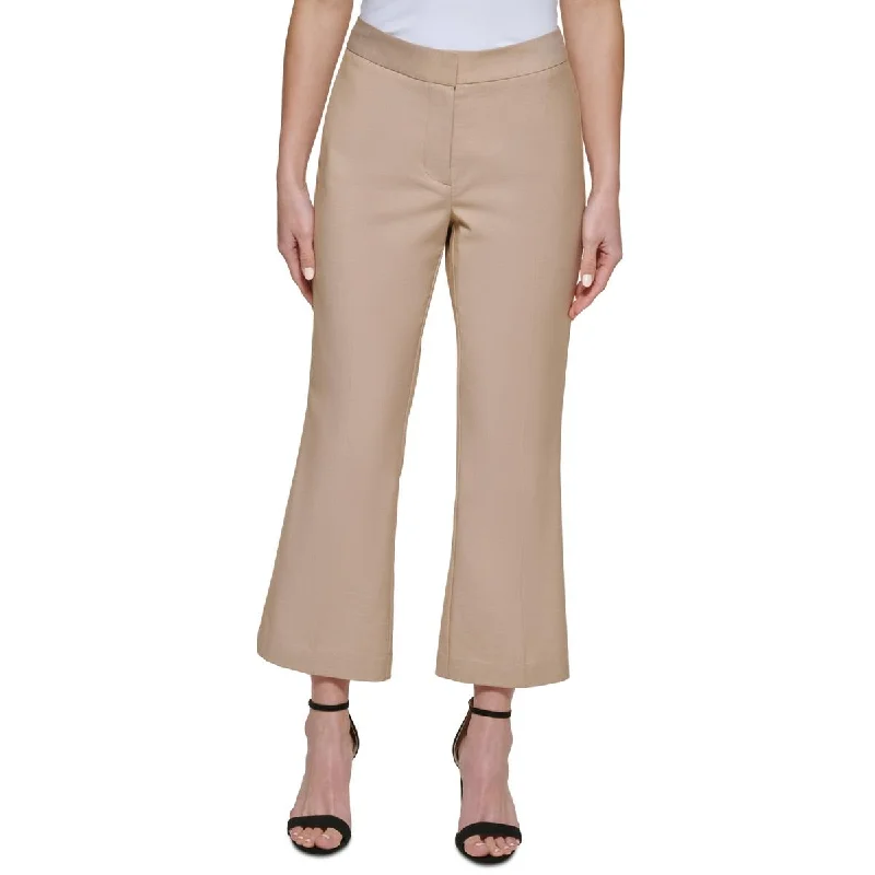 Womens Woven Flare Ankle Pants Cozy Full-Length Pants