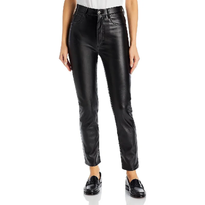 Sonya Womens Faux Leather Shimmer Skinny Pants Relaxed Casual Leggings