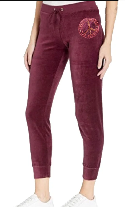 Juicy Couture Women's Traditional Logo Track Velour Zuma Pants Fig L Comfy Cargo Trousers