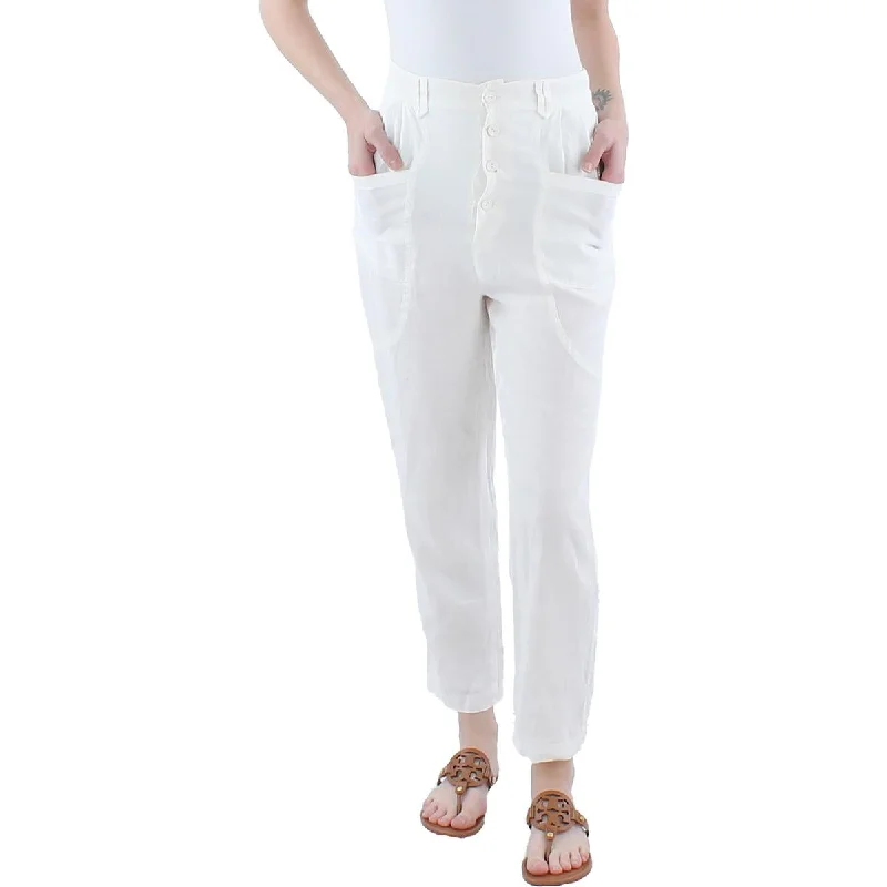 Gia Womens Linen Ankle High-Waist Pants Modern Skinny Pants