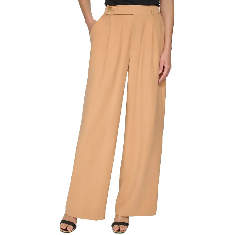 Womens High Rise Pleated Wide Leg Pants Stylish Casual Pants