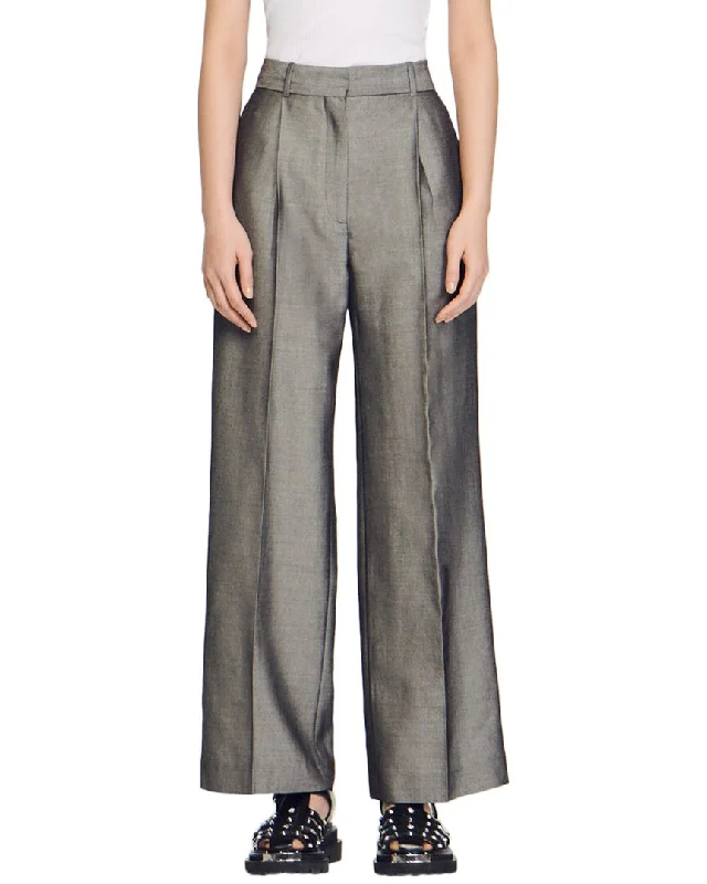 Sandro Quentin Wool-Blend Pant Trendy Printed Pants