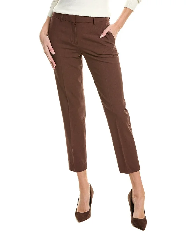 Theory Testra Wool-Blend Pant Chic Checkered Pants