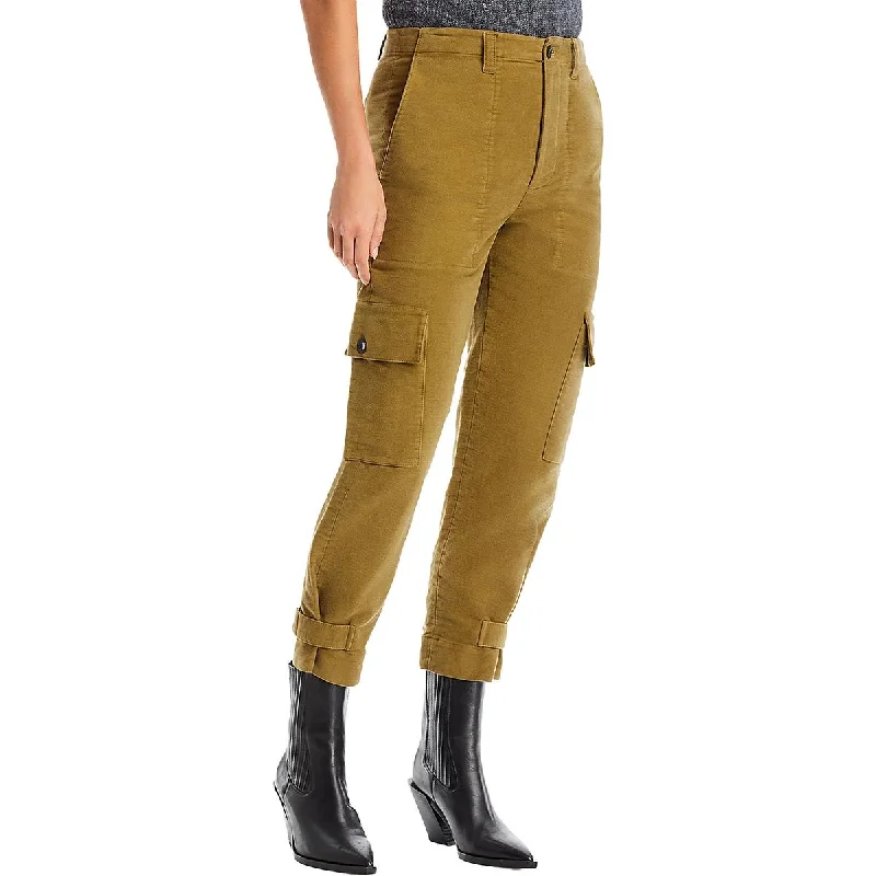 Womens Cotton Cropped Cargo Pants Slim-Fit Leggings