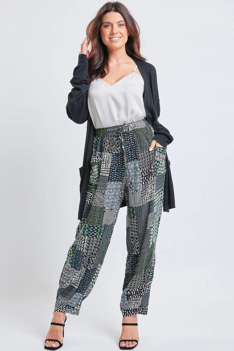 Blue patchwork pants Casual Drawstring Pants