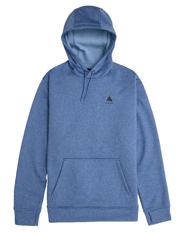 Burton Men's Oak Pullover Hoodie - Slate Blue Heather Hoodie with Back Slit Movement Comfort