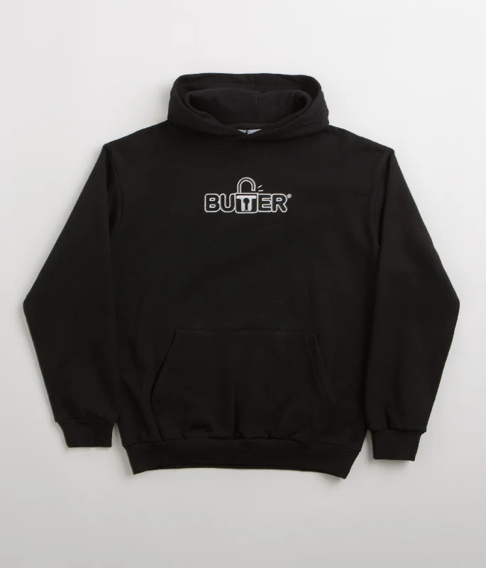 Butter Goods Lock Hoodie - Black Hoodie with Elastic Waist Stretchable Comfortable