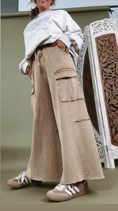 Down For It Distressed Cargo Pant, Mocha Classic Bootcut Trousers