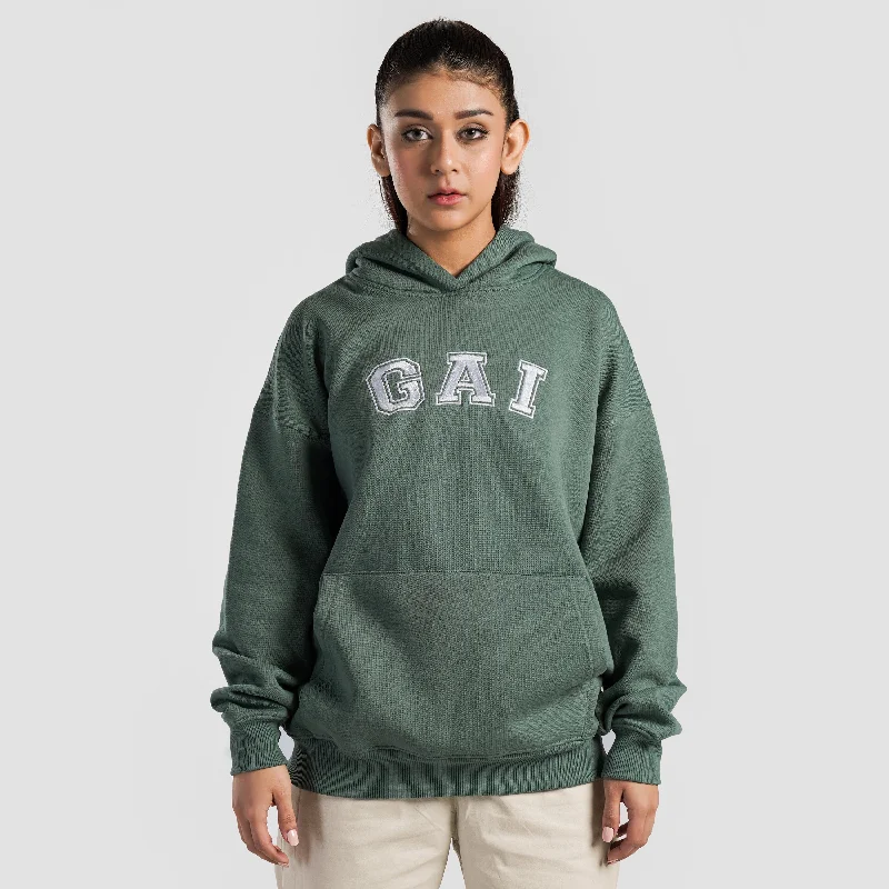 GA-I Essence Oversized Hoodie (Green) Hooded Sweatshirt Casual Wear Street Style