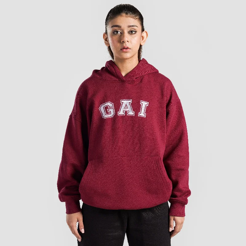 GA-I Essence Oversized Hoodie (Maroon) Hoodie with Reflective Safety Nightwear