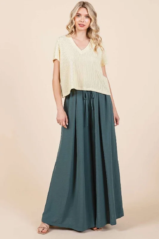 Mittoshop Pleated Wide Leg Pants High-Waist Trousers