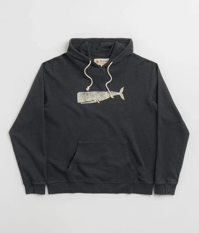 Mollusk Olde Whale Hoodie - Navy Hoodie with Hem Patch Decorative Personalized