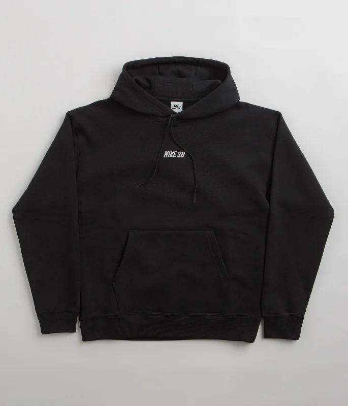 Nike SB Essential LBR Hoodie - Black / White Hoodie with Hem Frayed Vintage Worn