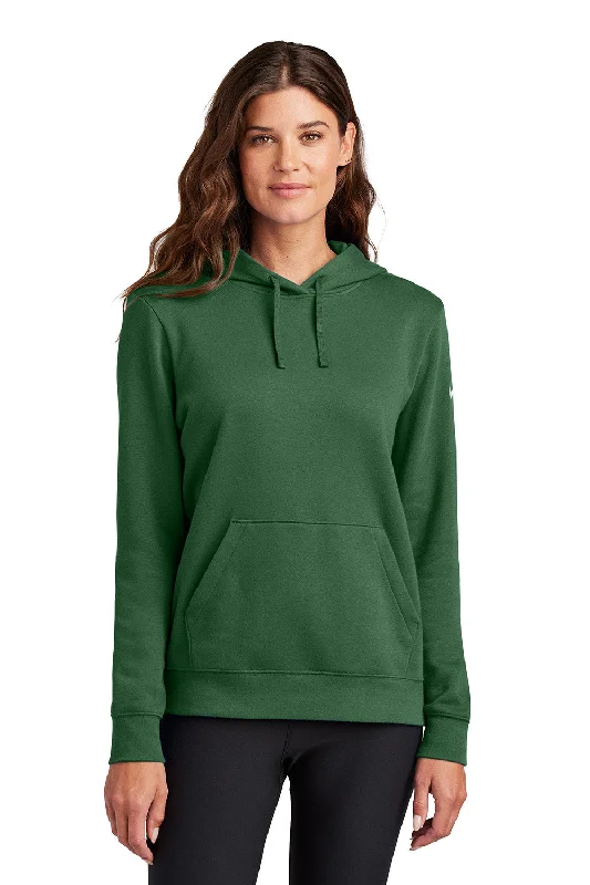 Nike Womens Club Fleece Hooded Sweatshirt Hoodie w/ Pouch Pockets - Gorge Green - New Hoodie with Hem Contrast Bold Stylish