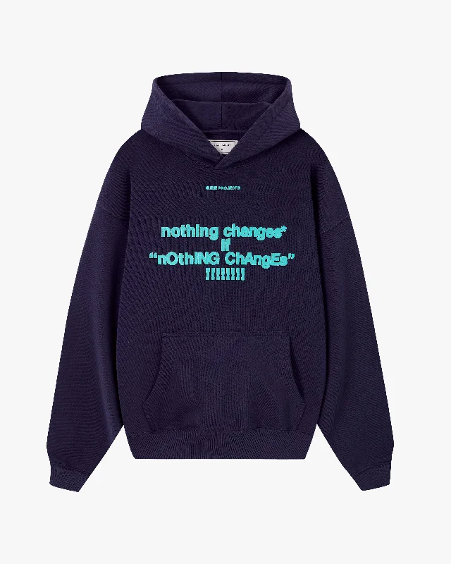 fActs?* HOODIE NAVY Hoodie with Frayed Bohemian Relaxed