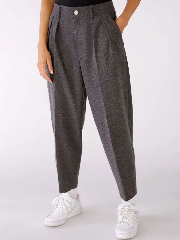 Oui Slim Leg Pants Dark Grey Comfortable Jogging Pants