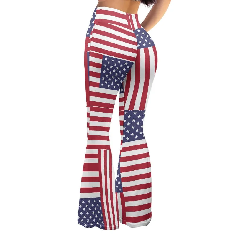 Patriotic 4th of July Yoga Flared Pants Relaxed Lounge Trousers