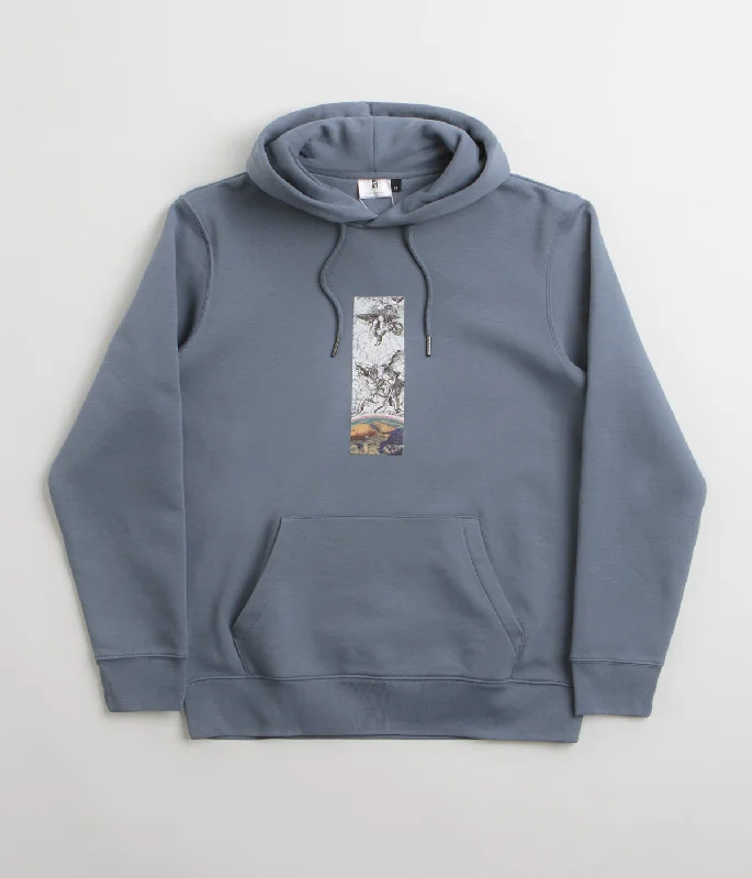 Poetic Collective Earth Hoodie - Mineral Grey Hoodie with Raglan Sleeves Sporty Comfortable