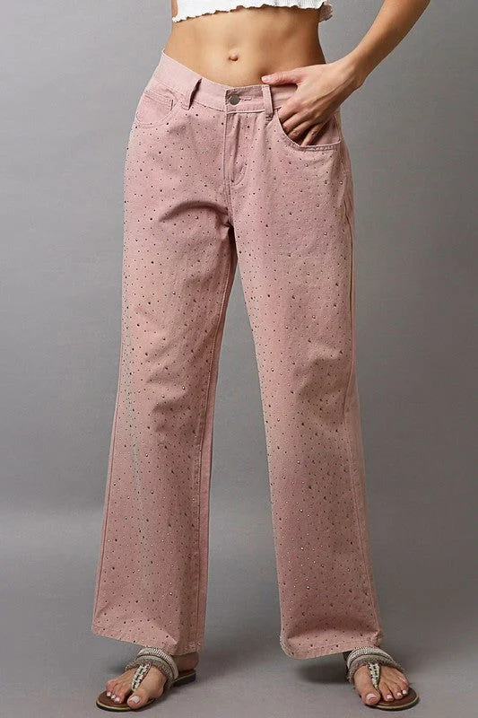 POL Embellishments Gradient Wide Leg Pants In Pink Formal Dress Pants