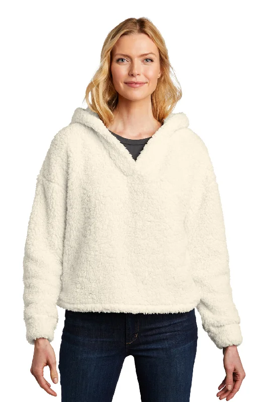 Port Authority Womens Cozy Sherpa Fleece Hooded Sweatshirt Hoodie - Marshmallow Hooded Sweatshirt Casual Wear Street Style