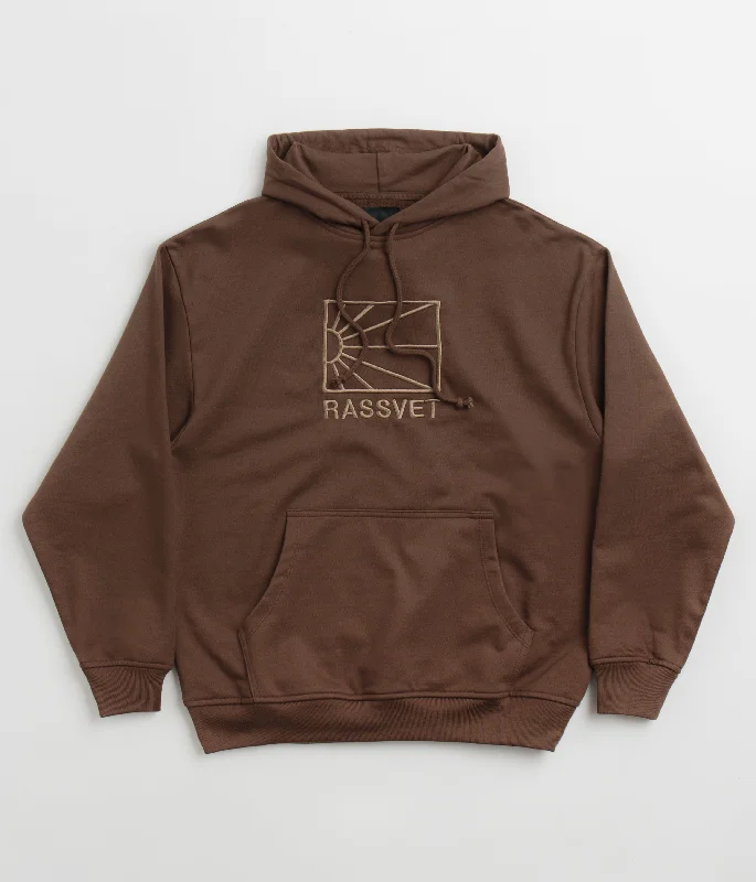 Rassvet Logo Hoodie - Brown Hoodie with Ribbed Neckline Snug Warm