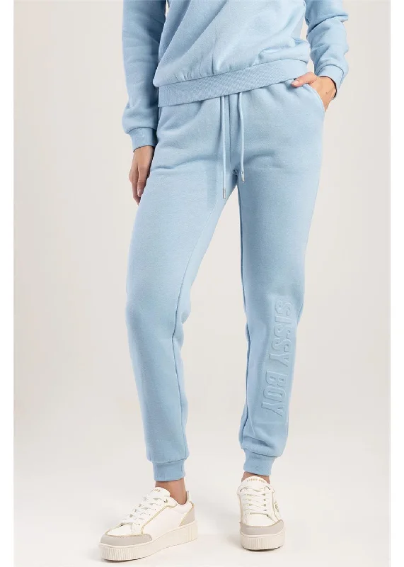 Sissyboy Ps30546 Embossed Logo Sweat Pants Blue Trendy Printed Leggings