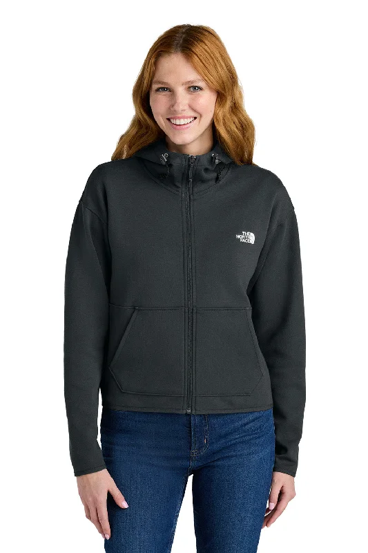 The North Face Womens Double Knit Full Zip Hooded Sweatshirt Hoodie w/ Pockets - Asphalt Grey - New Hoodie with Zipper Placket Modern Functional